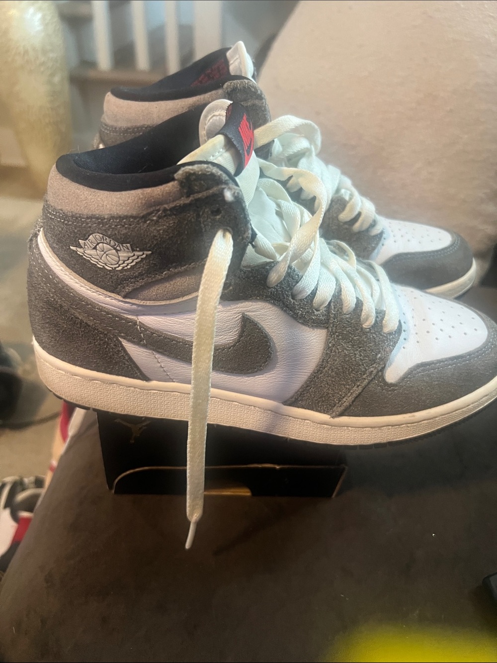 Nike Air Jordan 1 Mid White and Grey Suede